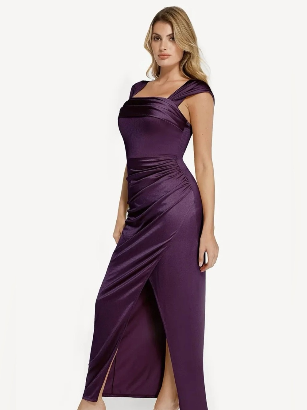 Shapewear Off Shoulder Shine Ruched Sculpting Maxi Dress - Picture 2 of 6